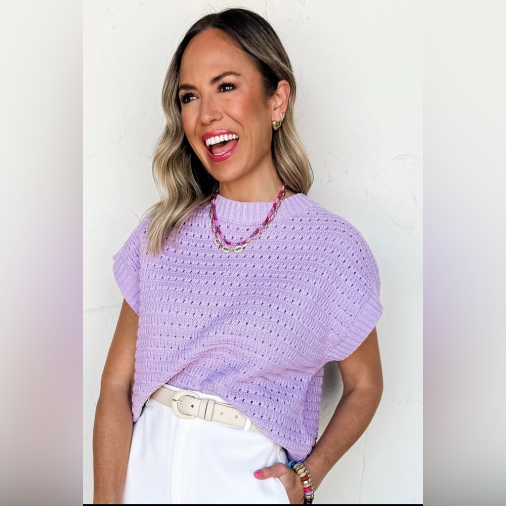 Lauren- Lavender Knit Sweater - Crew Neck